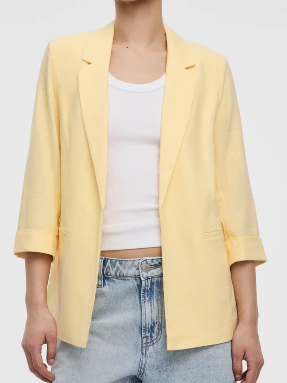 Reitmans Soft Yellow Open-Front Relaxed Blazer